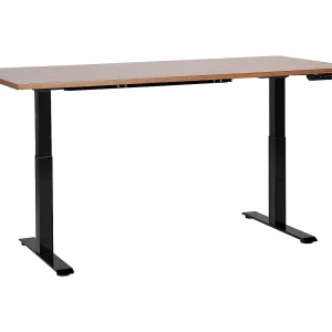 Bureau elektrisch verstelbaar donkerhout/zwart 180 x 80 cm DESTINES Bureau elektrisch verstelbaar donkerhout/zwart 180 x 80 cm DESTINES
