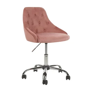 Bureaustoel fluweel roze PARRISH Bureaustoel fluweel roze PARRISH