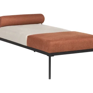 Chaise longue kunstlinnen beige/goudbruin MALMOS Chaise longue kunstlinnen beige/goudbruin MALMOS