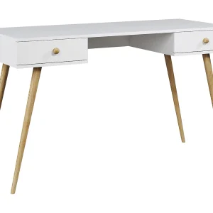 Bureau NATURA 135 cm Mat Wit met 2 laden Bureau NATURA 135 cm Mat Wit met 2 laden