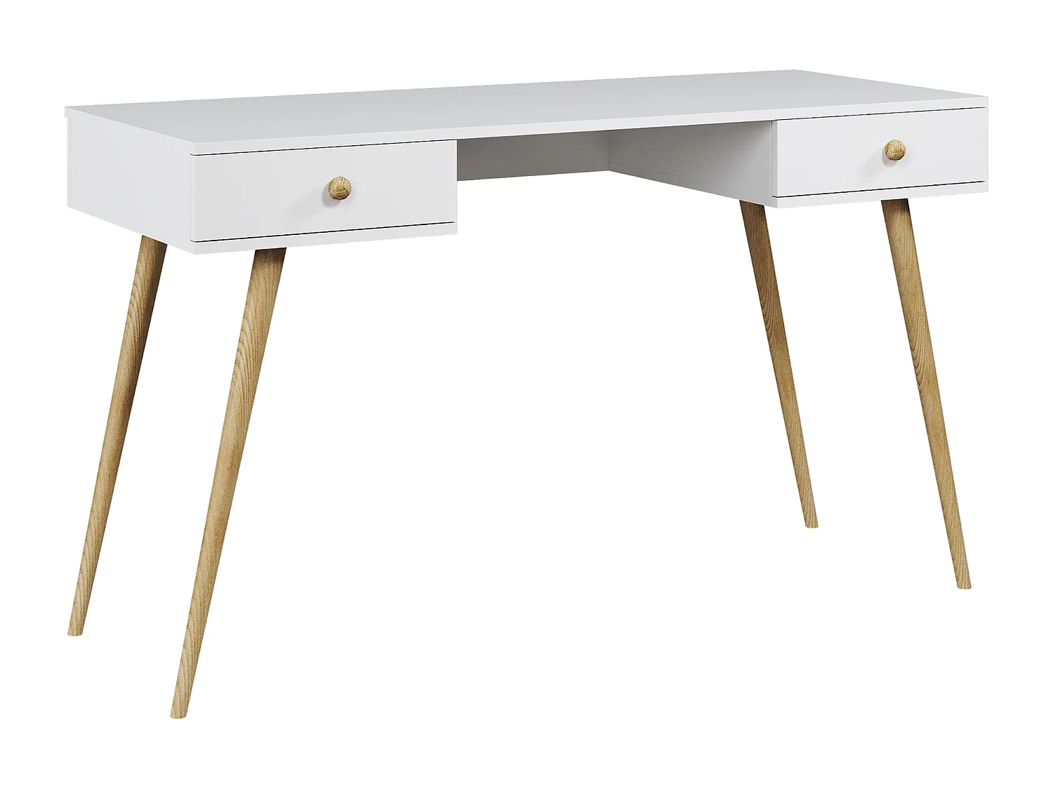 Bureau NATURA 135 cm Mat Wit met 2 laden