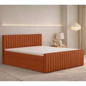 Boxspringbed met matras en opbergbox, chenillestof Flow, Koper, 160×200 cm, H2-Pocket, DEMETER