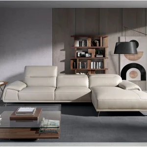 Chaise longue bank in taupe grijs rundleder 6150 ANGEL CERDA Chaise longue bank in taupe grijs rundleder 6150 ANGEL CERDA