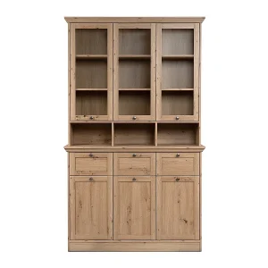 Buffet vitrine 6 portes dont 3 vitrées, 3 tiroirs et 3 niches L120 cm – TIMBER Buffet vitrine 6 portes dont 3 vitrées, 3 tiroirs et 3 niches L120 cm – TIMBER
