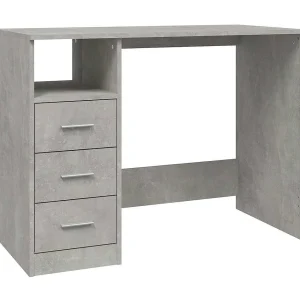 Bureau met lades 102x50x76 cm bewerkt hout betongrijs