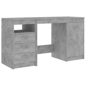 Bureau 140x50x76 cm bewerkt hout betongrijs Bureau 140x50x76 cm bewerkt hout betongrijs