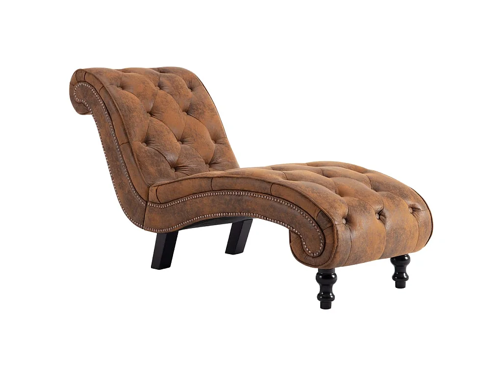 Chaise longue kunstsuède bruin