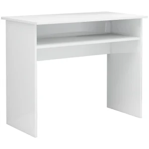 Bureau 90x50x74 cm bewerkt hout hoogglans wit