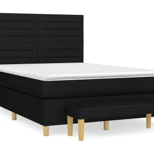 Boxspring met matras stof zwart 140×190 cm