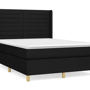 Boxspring met matras stof zwart 140×190 cm