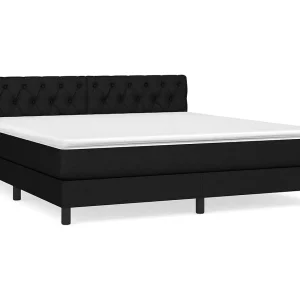 Boxspring met matras stof zwart 160×200 cm Boxspring met matras stof zwart 160×200 cm
