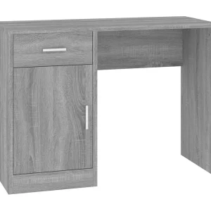Bureau met kast en lade 100x40x73 cm bewerkt hout grijs sonoma Bureau met kast en lade 100x40x73 cm bewerkt hout grijs sonoma
