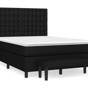Boxspring met matras stof zwart 140×200 cm Boxspring met matras stof zwart 140×200 cm