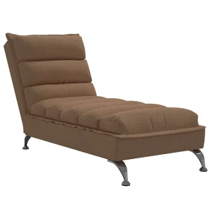 Chaise longue met kussens stof bruin Chaise longue met kussens stof bruin