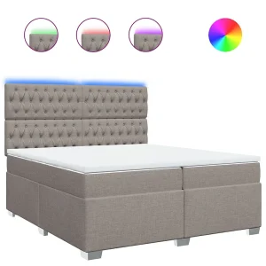Boxspring met matras stof taupe 200×200 cm Boxspring met matras stof taupe 200×200 cm
