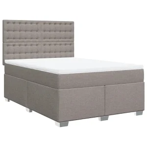 Boxspring met matras stof taupe 140×190 cm Boxspring met matras stof taupe 140×190 cm