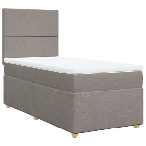 Boxspring met matras stof taupe 90×190 cm Boxspring met matras stof taupe 90×190 cm