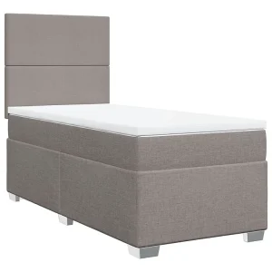Boxspring met matras stof taupe 90×200 cm Boxspring met matras stof taupe 90×200 cm