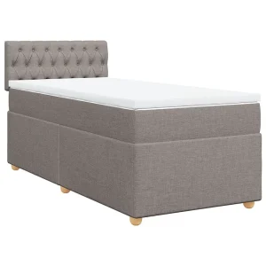 Boxspring met matras stof taupe 90×200 cm Boxspring met matras stof taupe 90×200 cm