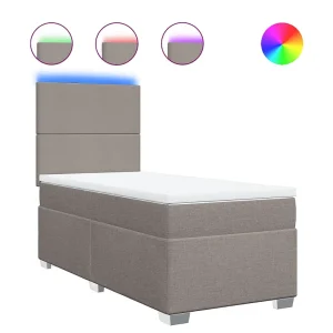Boxspring met matras stof taupe 90×200 cm Boxspring met matras stof taupe 90×200 cm