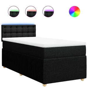 Boxspring met matras stof zwart 90×190 cm Boxspring met matras stof zwart 90×190 cm