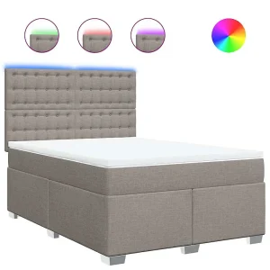 Boxspring met matras stof taupe 140×190 cm Boxspring met matras stof taupe 140×190 cm
