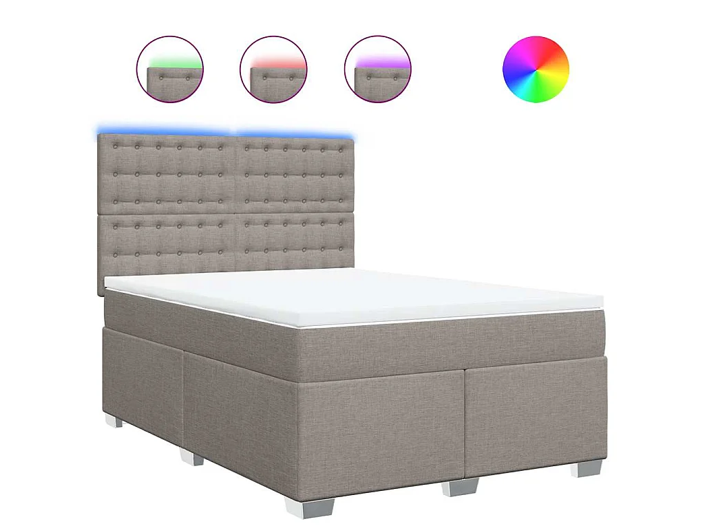 Boxspring met matras stof taupe 140x190 cm