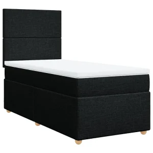 Boxspring met matras stof zwart 90×200 cm Boxspring met matras stof zwart 90×200 cm