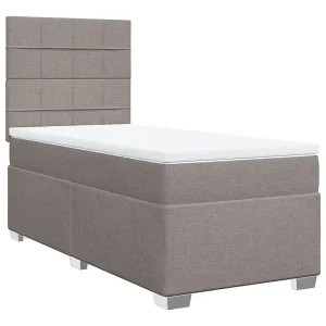Boxspring met matras stof taupe 90×200 cm Boxspring met matras stof taupe 90×200 cm