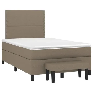 Boxspring met matras stof taupe 120×190 cm