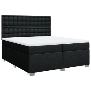 Boxspring met matras stof zwart 200×200 cm Boxspring met matras stof zwart 200×200 cm
