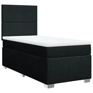Boxspring met matras stof zwart 100×200 cm