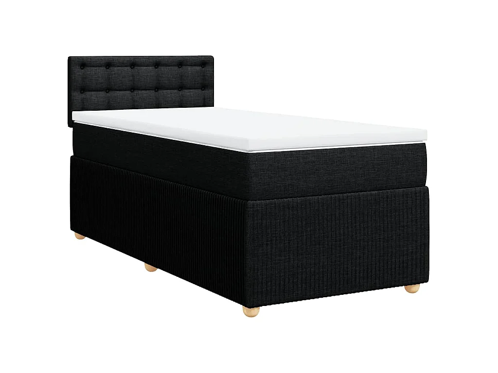 Boxspring met matras stof zwart 90x190 cm