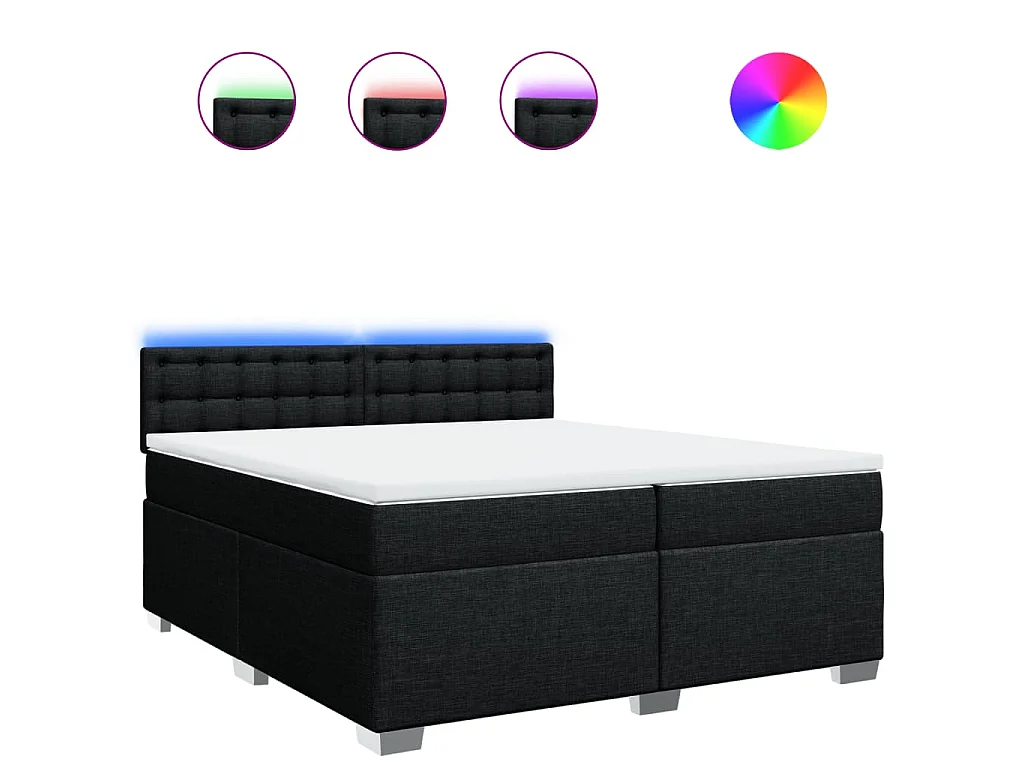 Boxspring met matras stof zwart 200x200 cm