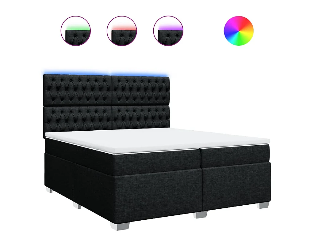 Boxspring met matras stof zwart 200x200 cm