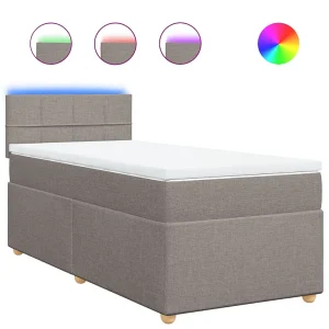 Boxspring met matras stof taupe 100×200 cm Boxspring met matras stof taupe 100×200 cm