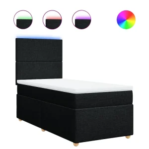 Boxspring met matras stof zwart 90×190 cm Boxspring met matras stof zwart 90×190 cm