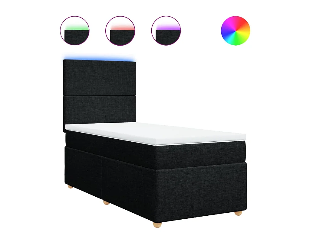 Boxspring met matras stof zwart 90x190 cm