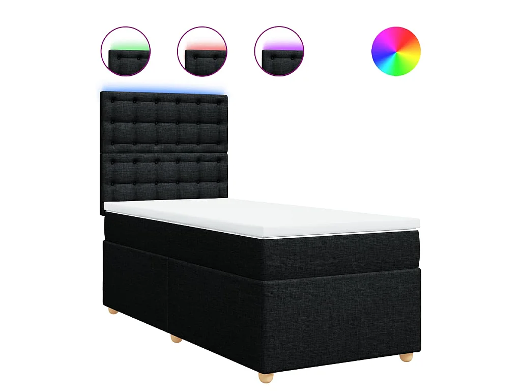 Boxspring met matras stof zwart 90x200 cm