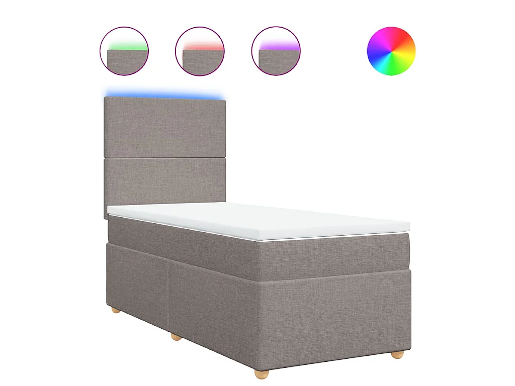 Boxspring met matras stof taupe 90x190 cm