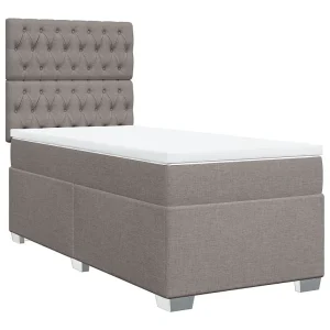 Boxspring met matras stof taupe 90×190 cm Boxspring met matras stof taupe 90×190 cm