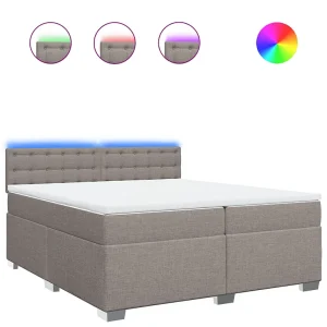 Boxspring met matras stof taupe 200×200 cm Boxspring met matras stof taupe 200×200 cm