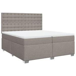 Boxspring met matras stof taupe 200×200 cm Boxspring met matras stof taupe 200×200 cm