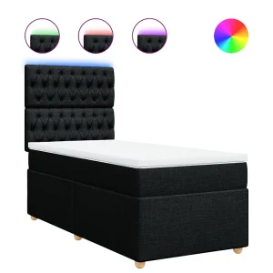 Boxspring met matras stof zwart 100×200 cm