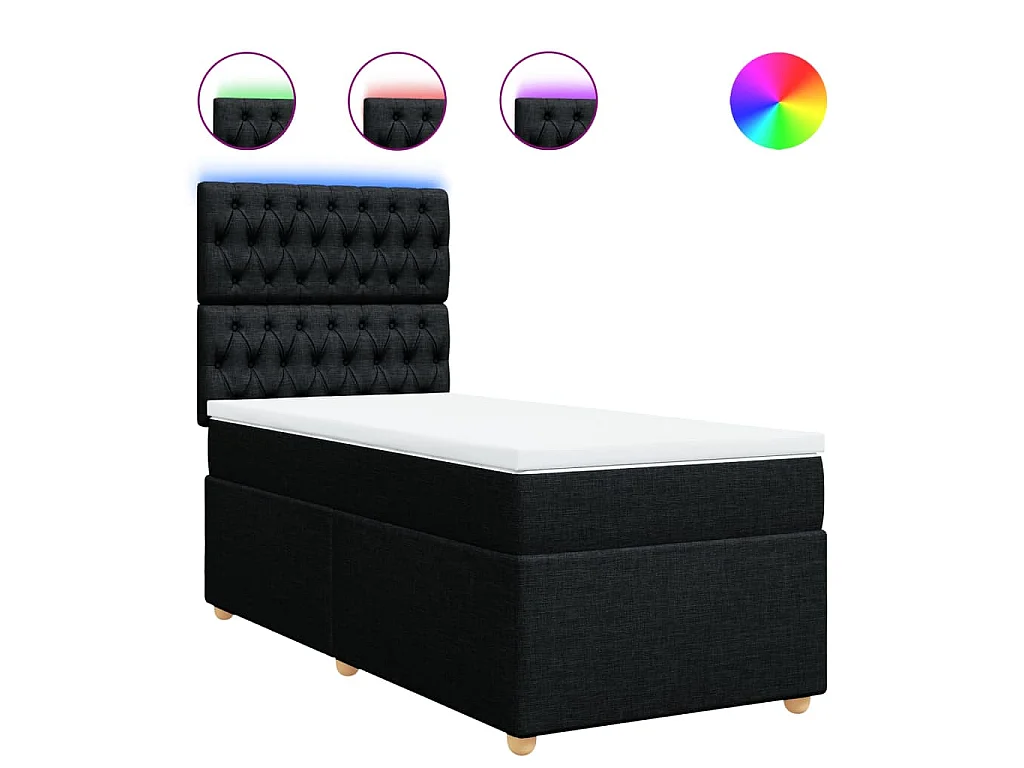 Boxspring met matras stof zwart 100x200 cm