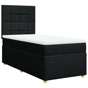 Boxspring met matras stof zwart 100×200 cm