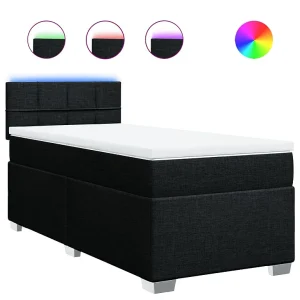 Boxspring met matras stof zwart 80×200 cm Boxspring met matras stof zwart 80×200 cm