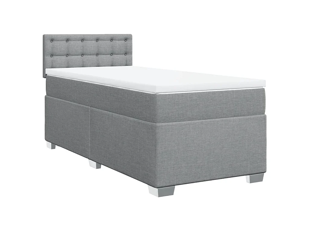 Boxspring met matras stof lichtgrijs 90x190 cm