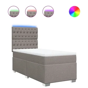 Boxspring met matras stof taupe 90×190 cm Boxspring met matras stof taupe 90×190 cm