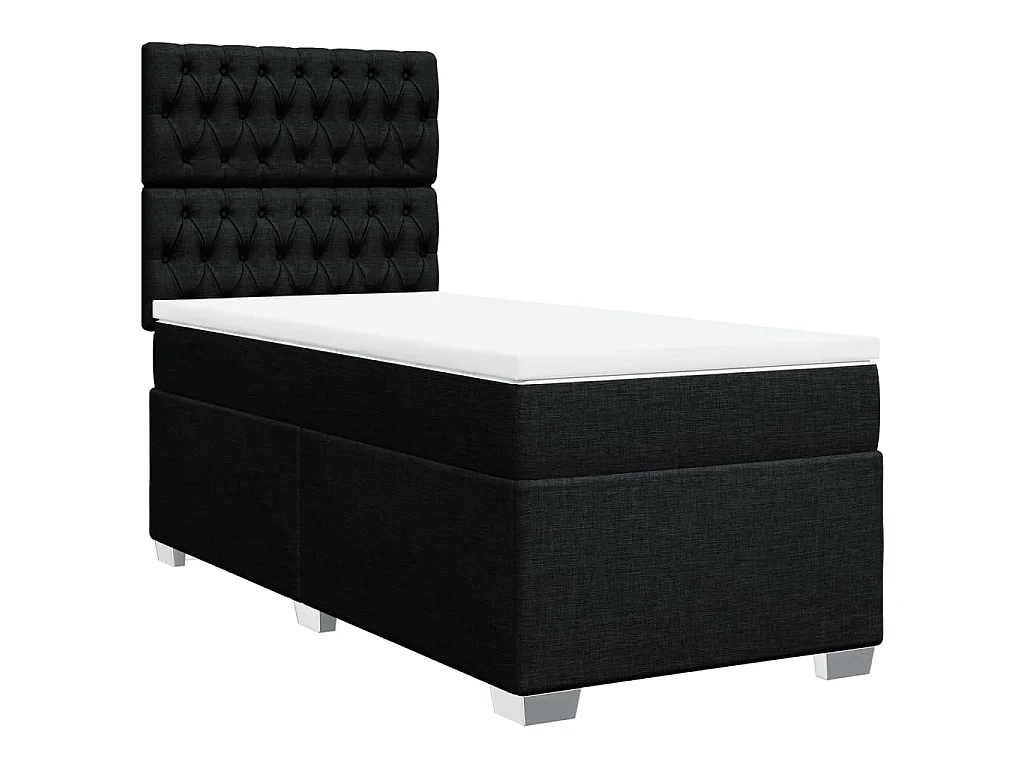 Boxspring met matras stof zwart 90x200 cm